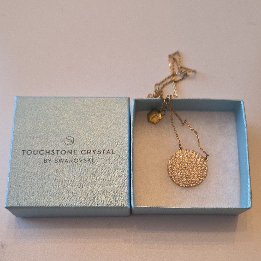Touchstone Crystal Gold Center Stage Necklace Sparkling Pendant